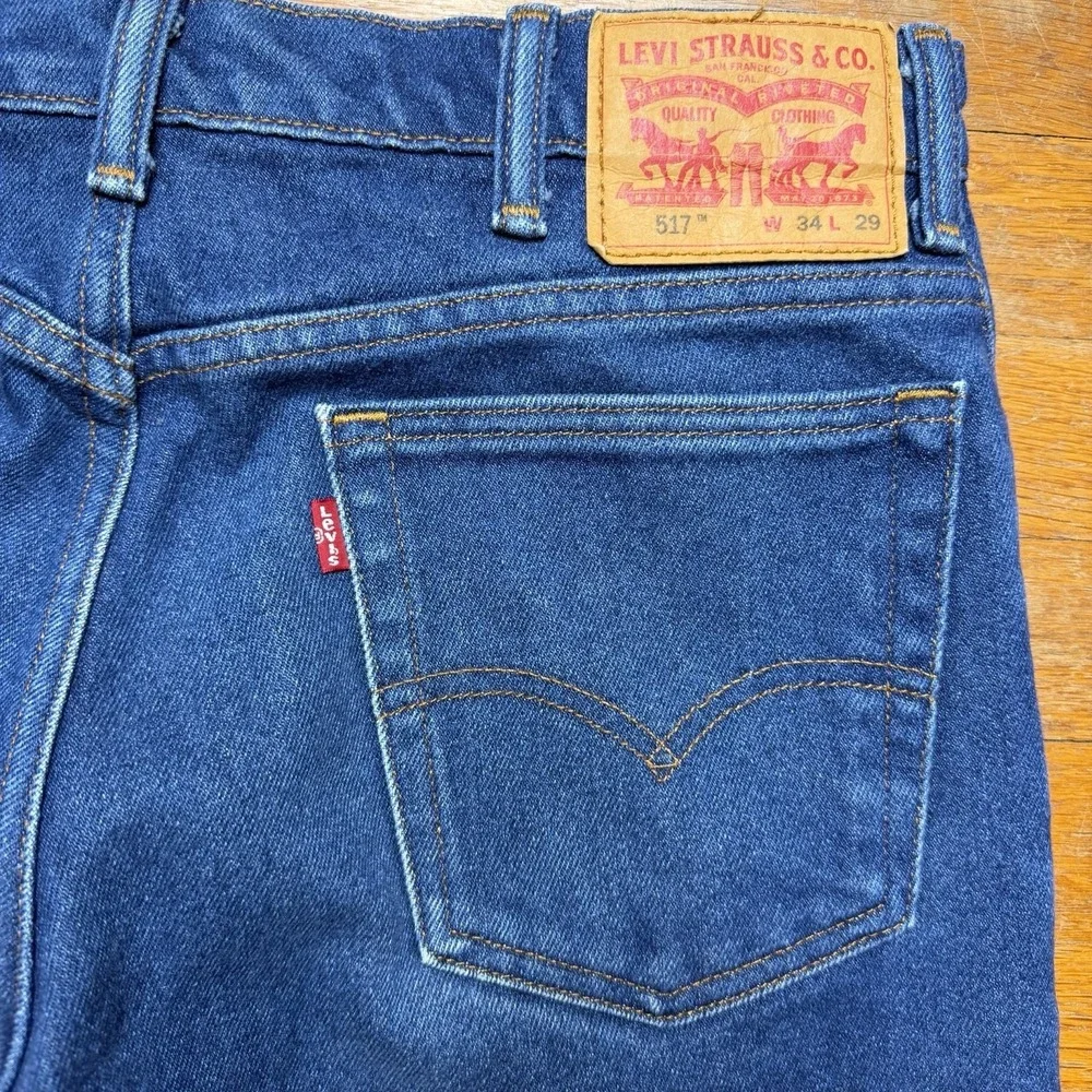 Levis 517 Jeans Men 34x29 Boot Cut Blue Denim‎ Cowboy Rodeo Western Classic